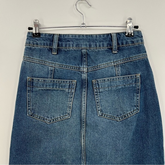 Reiss Myla Denim Midi Skirt In Mid Blue Size 8 - Picture 9 of 12